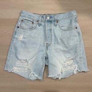 Levi's Light Blue Ripped Jean Shorts